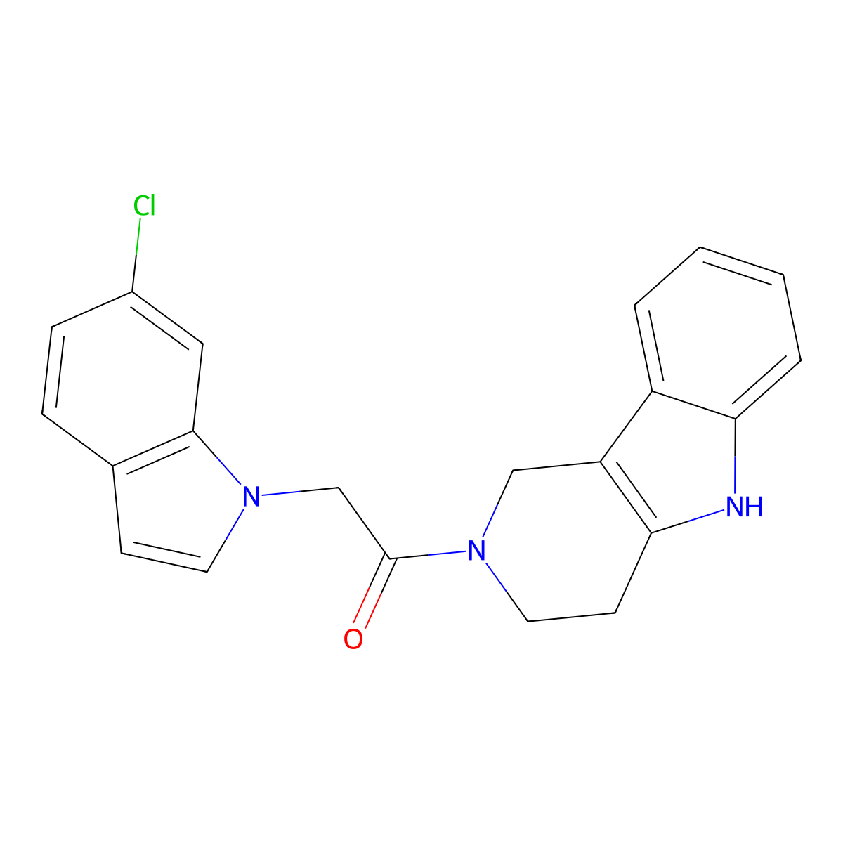 2-(6-chloro-1H-indol-1-yl)-1-(1,3,4,5-tetrahydro-2H-pyrido[4,3-b]indol-2-yl)ethanone molecular structure, CAS 1351701-37-5