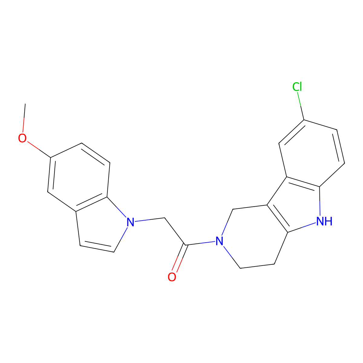 1-(8-chloro-1,3,4,5-tetrahydro-2H-pyrido[4,3-b]indol-2-yl)-2-(5-methoxy-1H-indol-1-yl)ethanone molecular structure, CAS 1351701-43-3