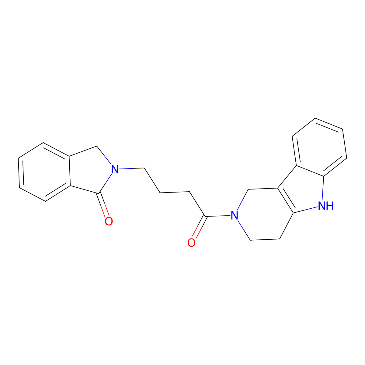 2-[4-oxo-4-(1,3,4,5-tetrahydro-2H-pyrido[4,3-b]indol-2-yl)butyl]-2,3-dihydro-1H-isoindol-1-one molecular structure, CAS 1351701-49-9