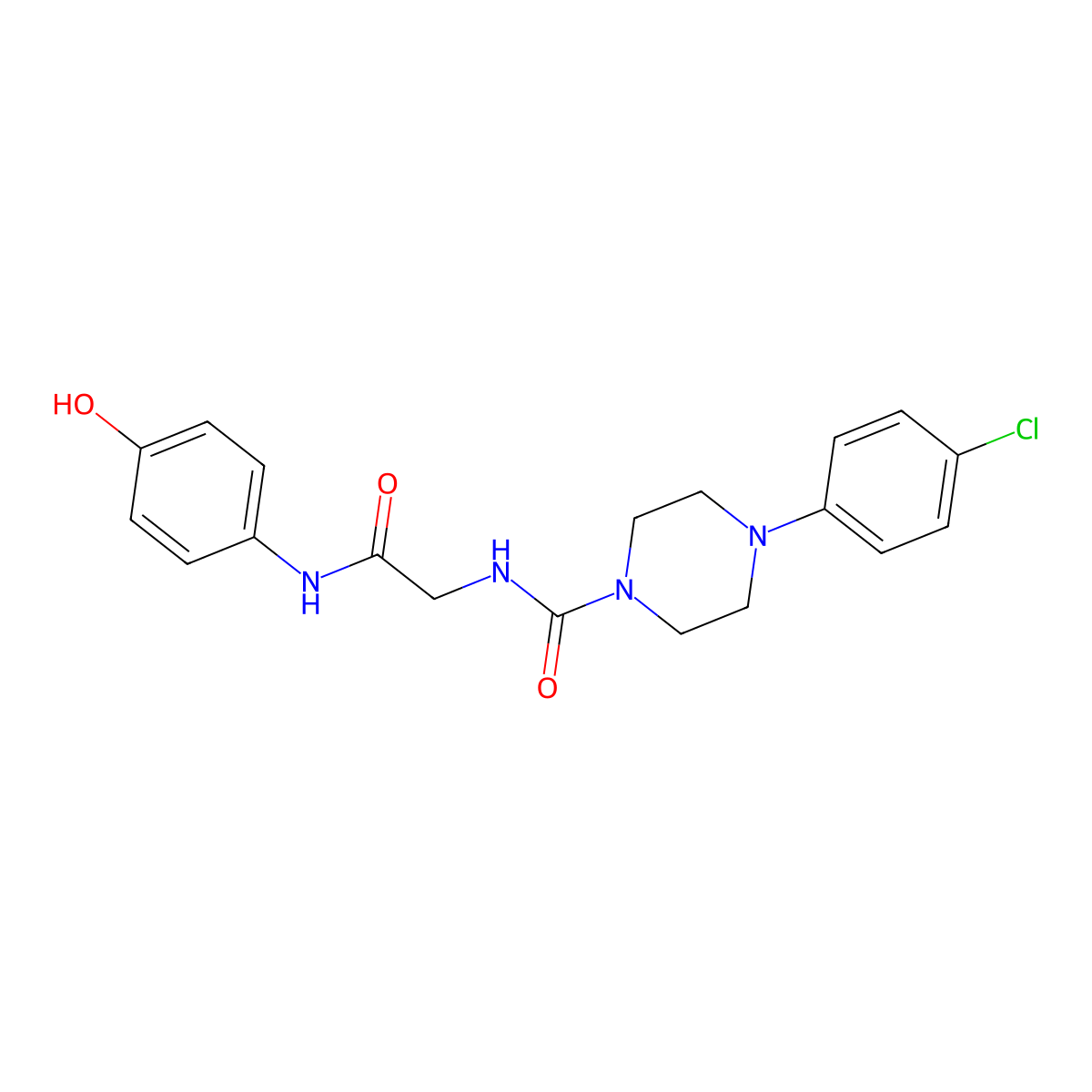 4-(4-chlorophenyl)-N-{2-[(4-hydroxyphenyl)amino]-2-oxoethyl}piperazine-1-carboxamide molecular structure, CAS 1351701-52-4