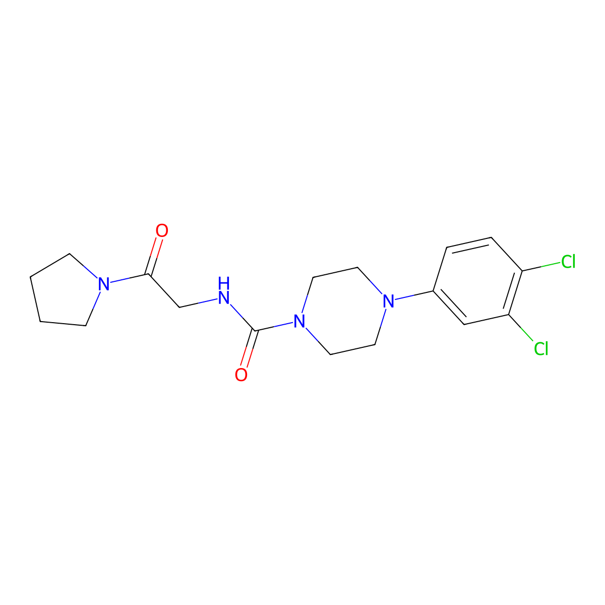 4-(3,4-dichlorophenyl)-N-[2-oxo-2-(pyrrolidin-1-yl)ethyl]piperazine-1-carboxamide molecular structure, CAS 1351701-58-0