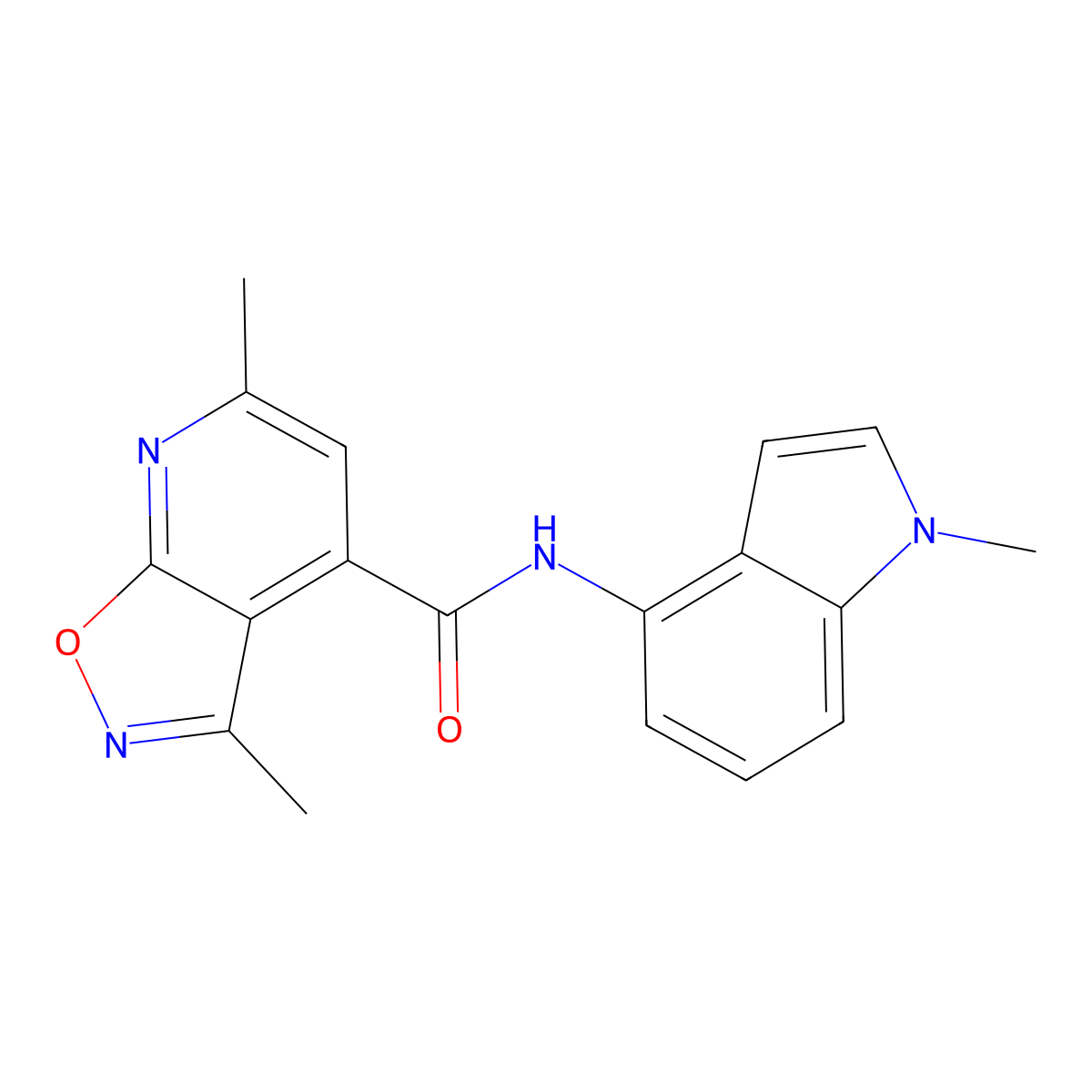 3,6-dimethyl-N-(1-methyl-1H-indol-4-yl)[1,2]oxazolo[5,4-b]pyridine-4-carboxamide molecular structure, CAS 1351701-62-6