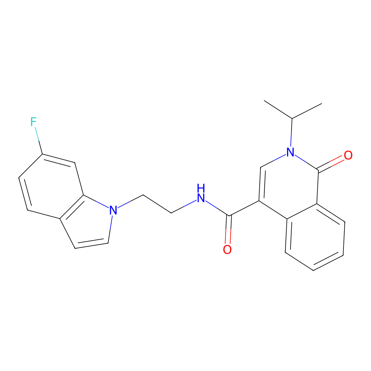 N-[2-(6-fluoro-1H-indol-1-yl)ethyl]-1-oxo-2-(propan-2-yl)-1,2-dihydroisoquinoline-4-carboxamide molecular structure, CAS 1351701-65-9