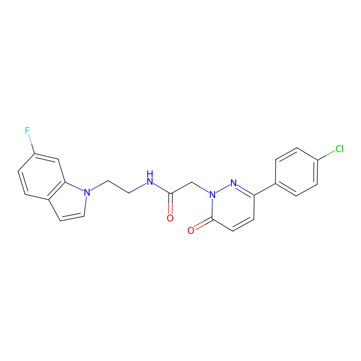 2-[3-(4-chlorophenyl)-6-oxo-1(6H)-pyridazinyl]-N-[2-(6-fluoro-1H-indol-1-yl)ethyl]acetamide molecular structure, CAS 1351701-68-2