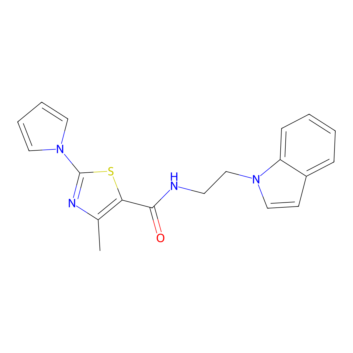 N-[2-(1H-indol-1-yl)ethyl]-4-methyl-2-(1H-pyrrol-1-yl)-1,3-thiazole-5-carboxamide molecular structure, CAS 1351701-79-5