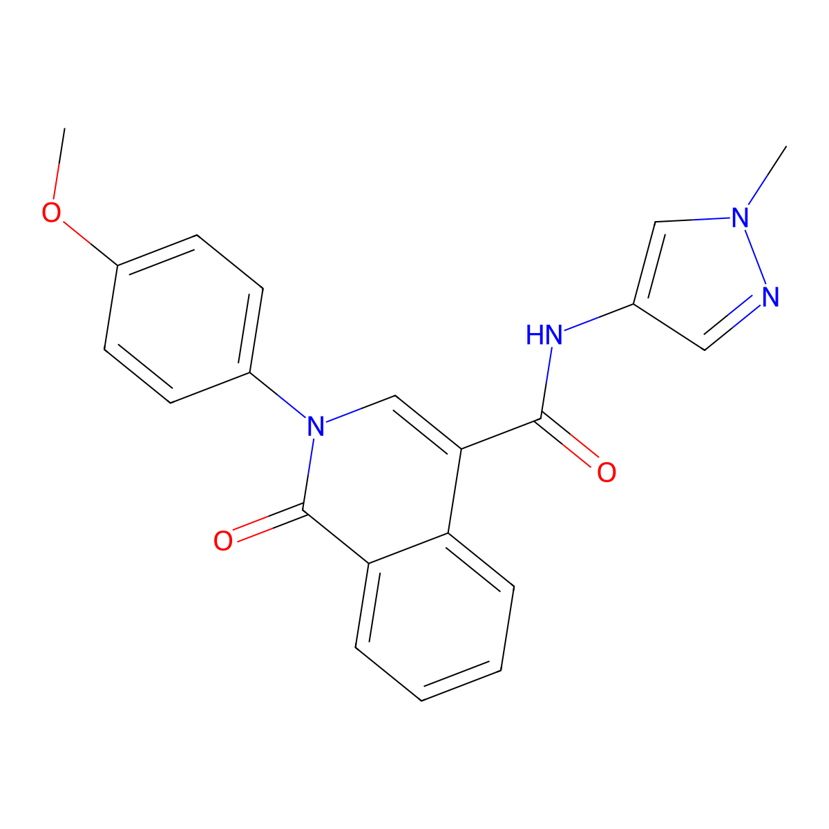 2-(4-methoxyphenyl)-N-(1-methyl-1H-pyrazol-4-yl)-1-oxo-1,2-dihydroisoquinoline-4-carboxamide molecular structure, CAS 1351701-84-2