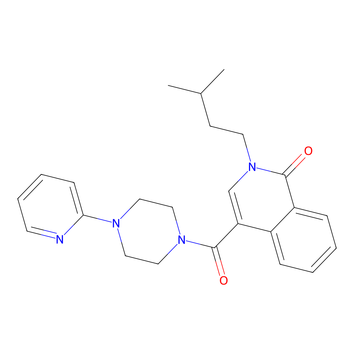 2-isopentyl-4-{[4-(2-pyridyl)piperazino]carbonyl}-1(2H)-isoquinolinone molecular structure, CAS 1351701-88-6