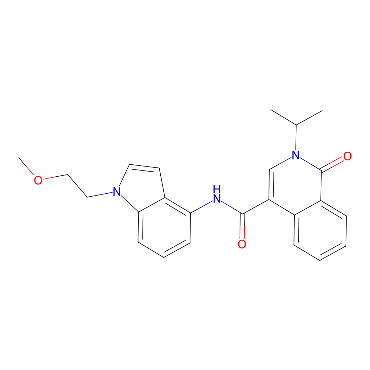 N-[1-(2-methoxyethyl)-1H-indol-4-yl]-1-oxo-2-(propan-2-yl)-1,2-dihydroisoquinoline-4-carboxamide molecular structure, CAS 1351701-92-2