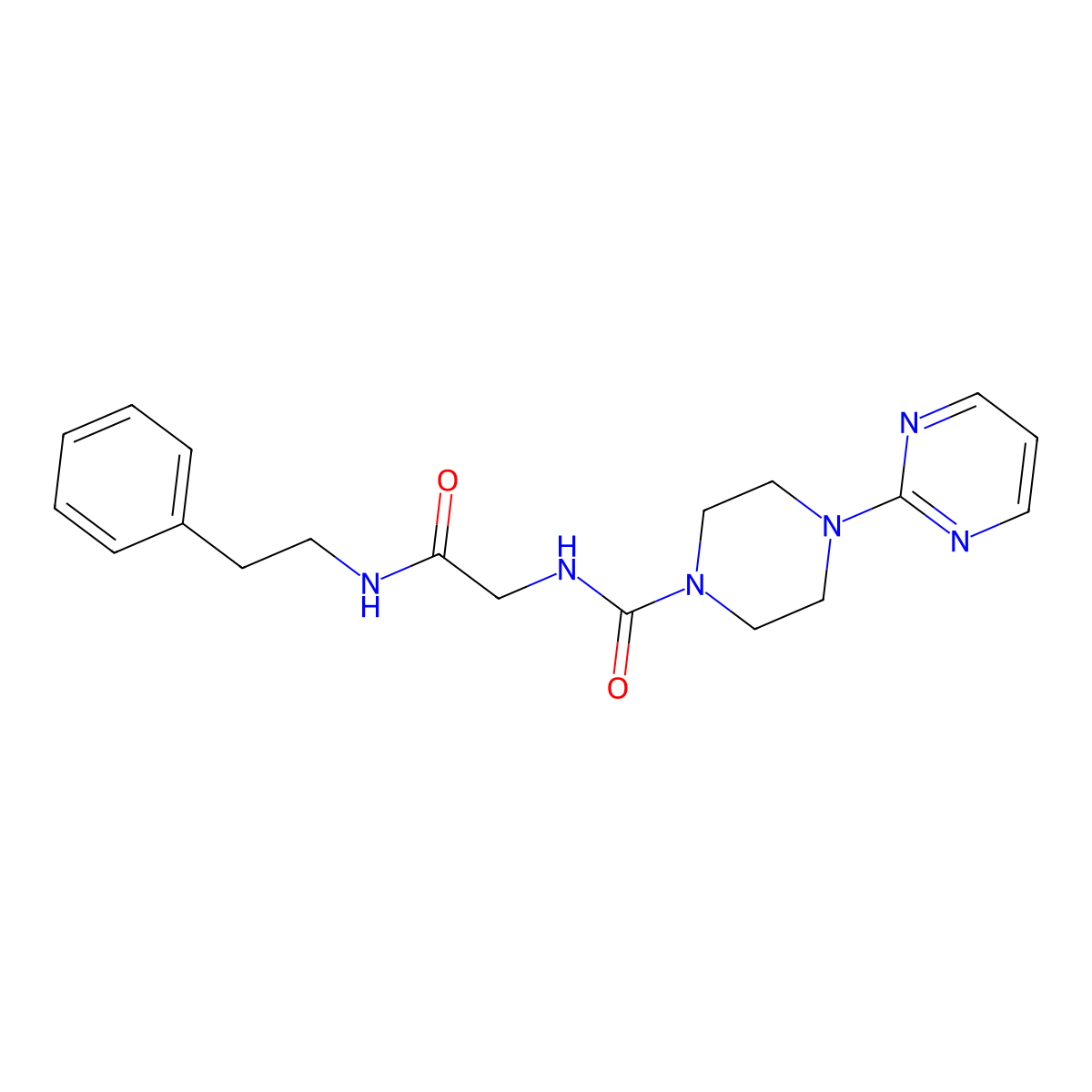 N-{2-oxo-2-[(2-phenylethyl)amino]ethyl}-4-(pyrimidin-2-yl)piperazine-1-carboxamide molecular structure, CAS 1351701-93-3