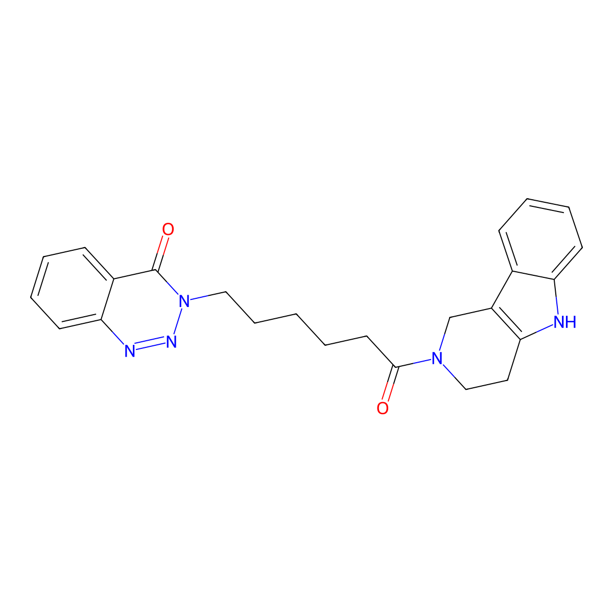 3-[6-oxo-6-(1,3,4,5-tetrahydro-2H-pyrido[4,3-b]indol-2-yl)hexyl]-1,2,3-benzotriazin-4(3H)-one molecular structure, CAS 1351702-00-5