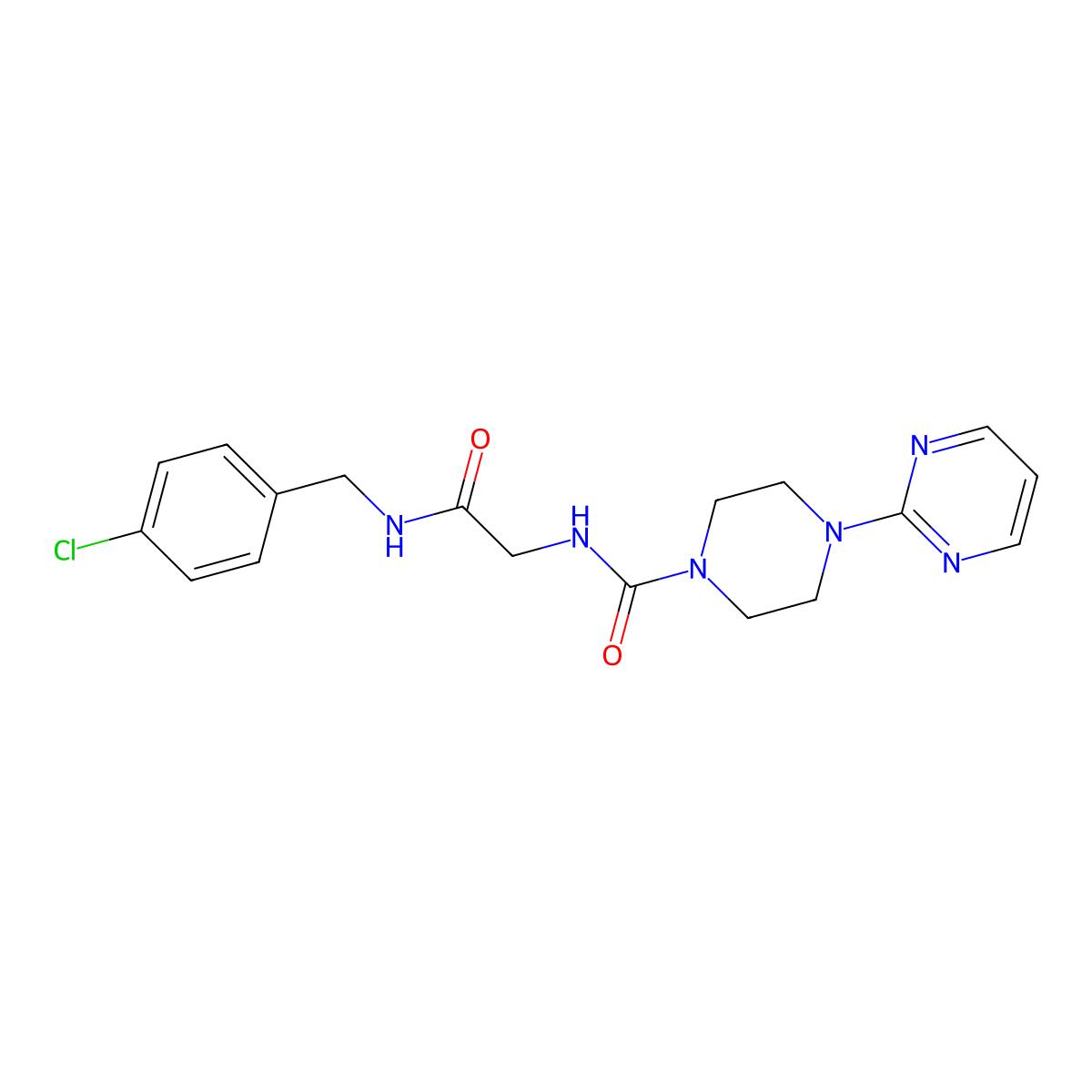 N-{2-[(4-chlorobenzyl)amino]-2-oxoethyl}-4-(pyrimidin-2-yl)piperazine-1-carboxamide molecular structure, CAS 1351702-11-8