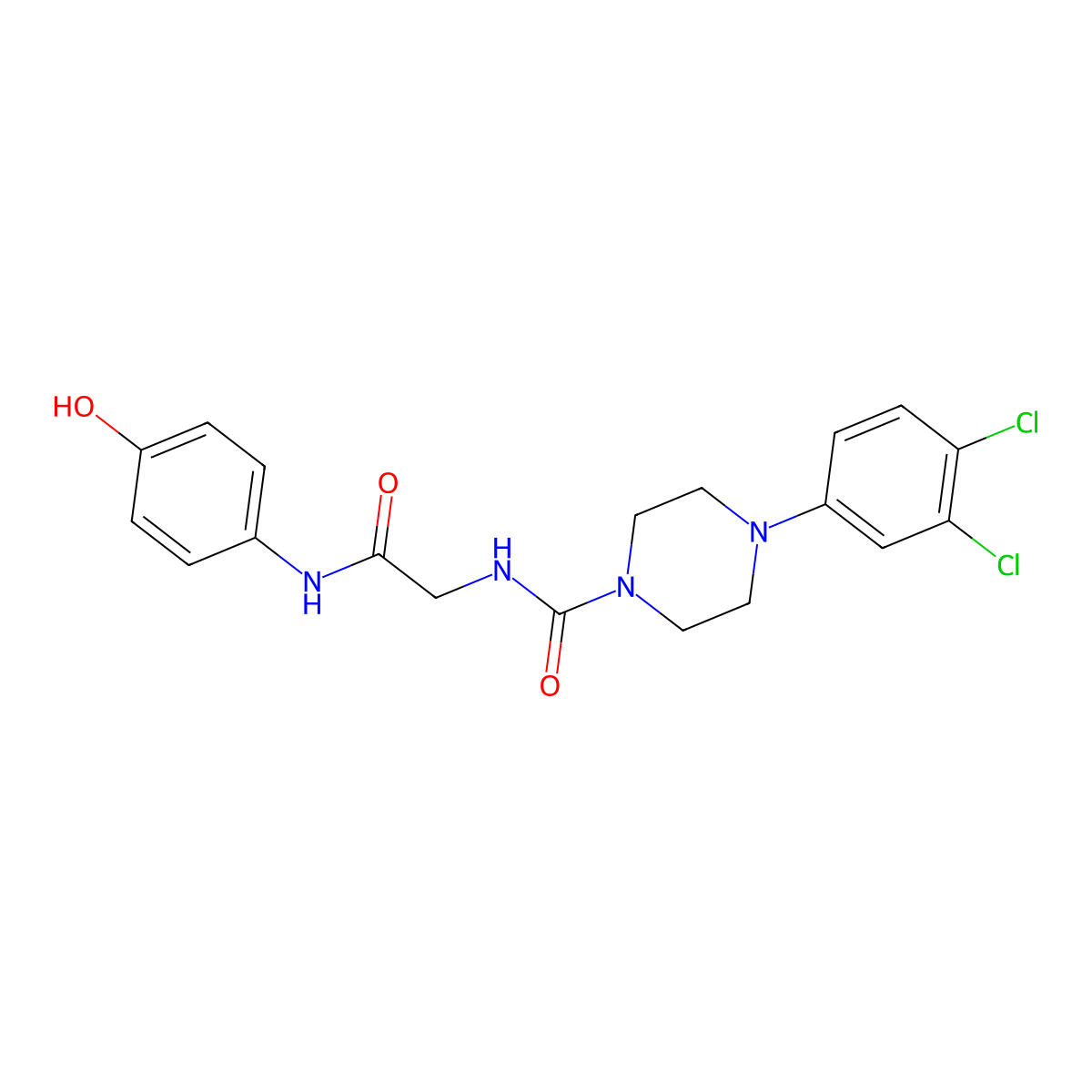 4-(3,4-dichlorophenyl)-N-{2-[(4-hydroxyphenyl)amino]-2-oxoethyl}piperazine-1-carboxamide molecular structure, CAS 1351702-24-3