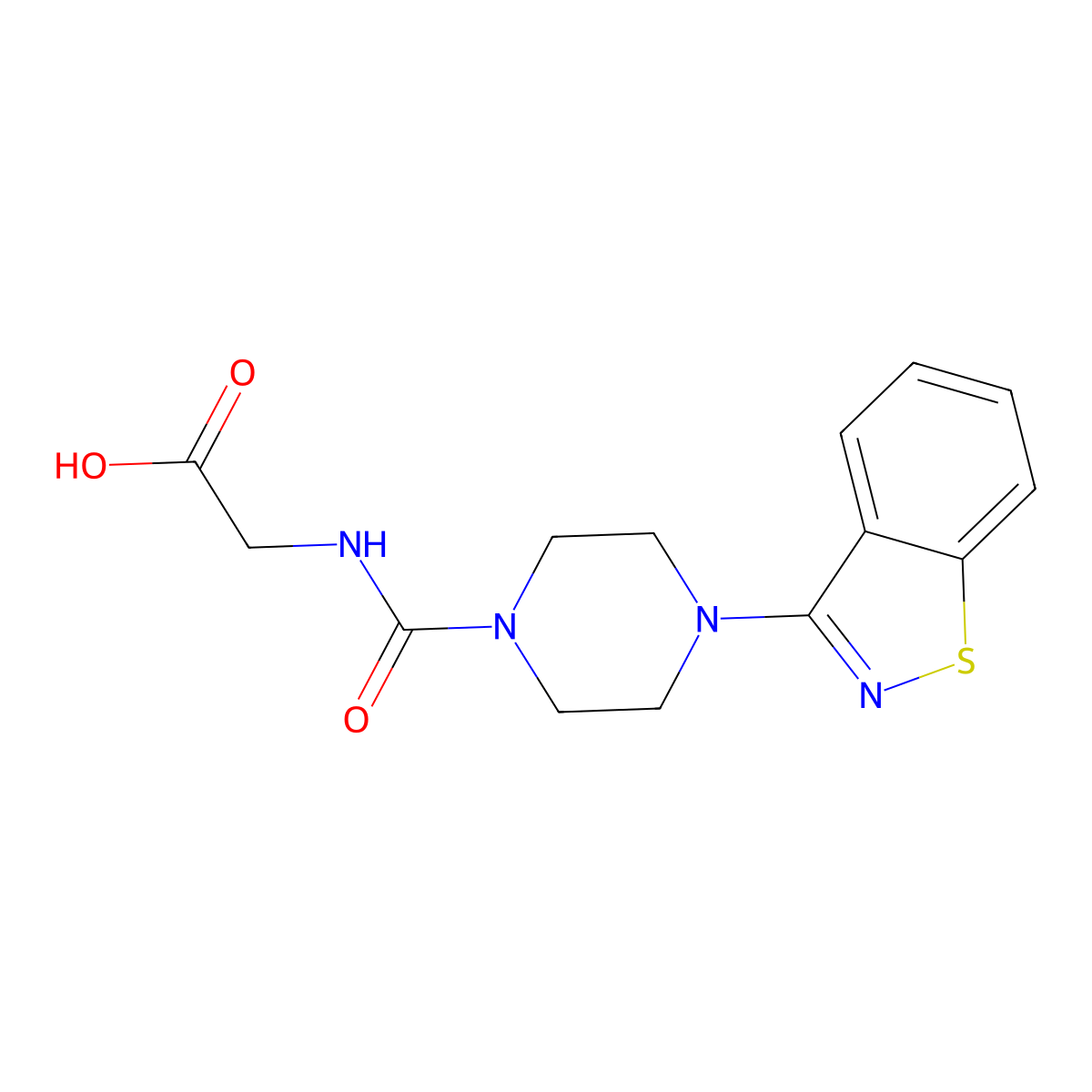 N-{[4-(1,2-benzothiazol-3-yl)piperazin-1-yl]carbonyl}glycine molecular structure, CAS 1351702-32-3
