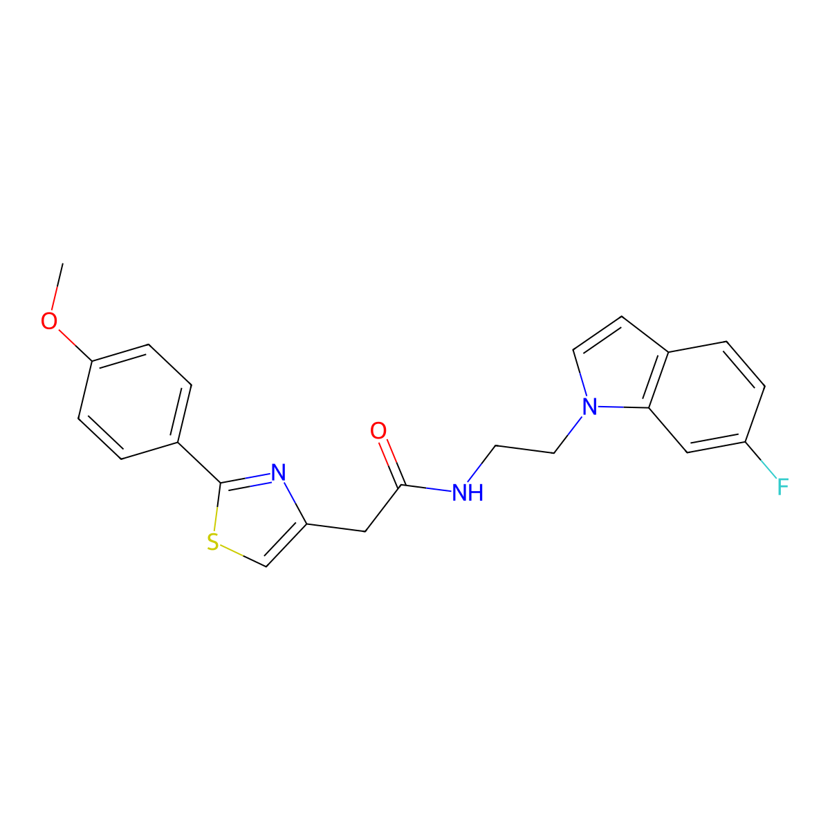 N-[2-(6-fluoro-1H-indol-1-yl)ethyl]-2-[2-(4-methoxyphenyl)-1,3-thiazol-4-yl]acetamide molecular structure, CAS 1351702-39-0