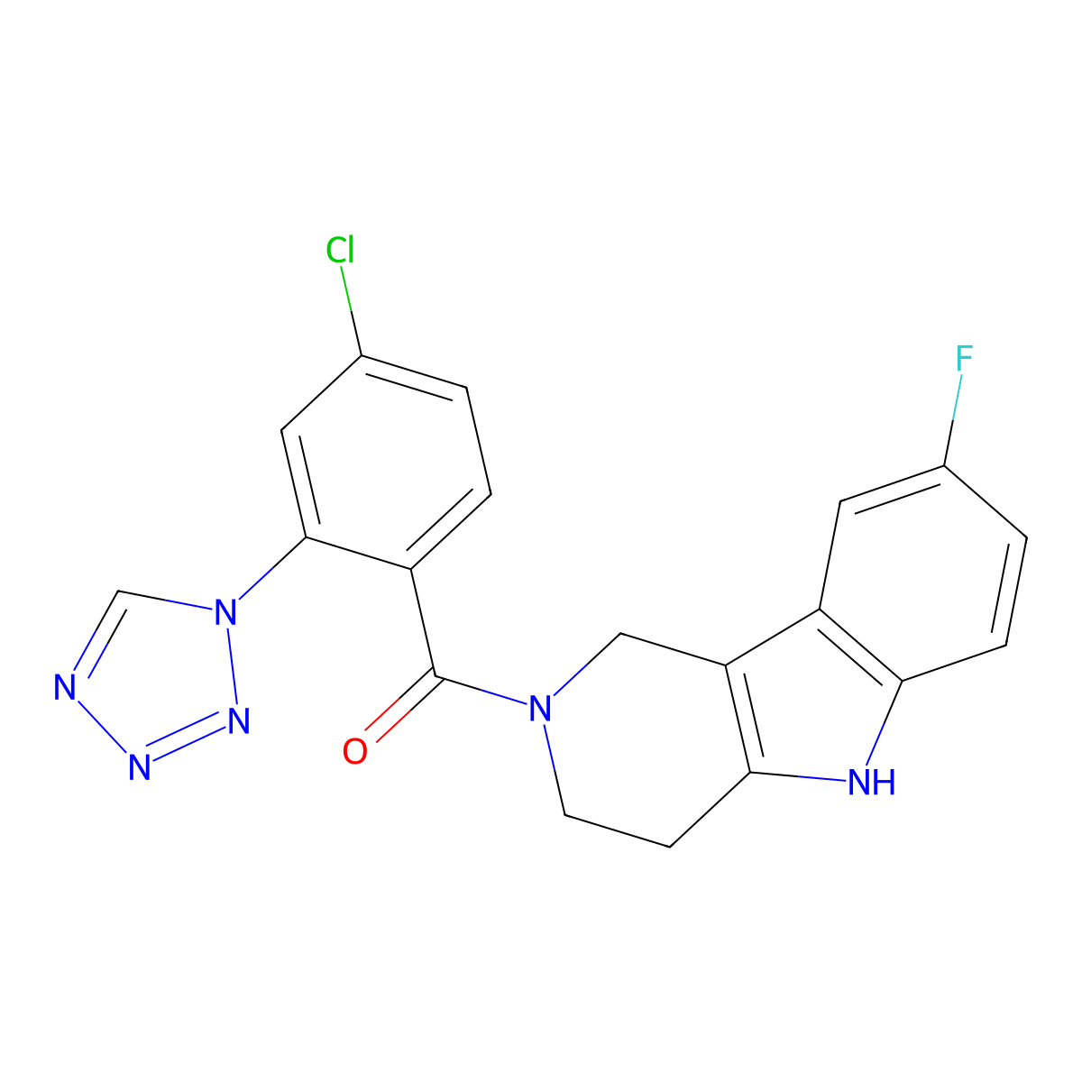 [4-chloro-2-(1H-tetrazol-1-yl)phenyl](8-fluoro-1,3,4,5-tetrahydro-2H-pyrido[4,3-b]indol-2-yl)methanone molecular structure, CAS 1351702-43-6
