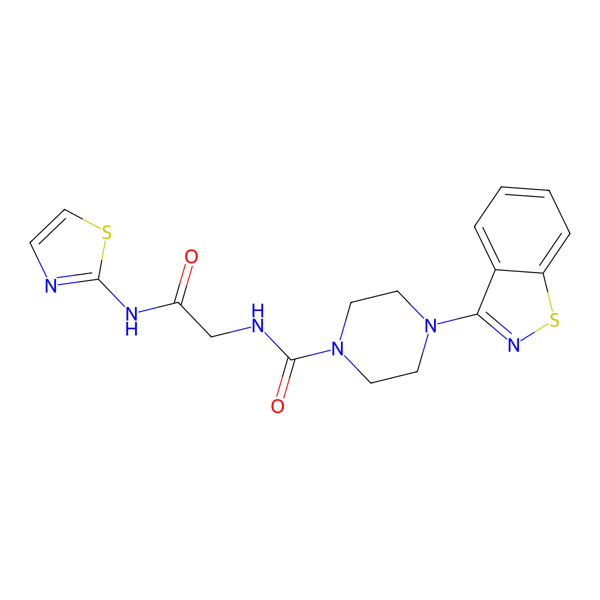 4-(1,2-benzothiazol-3-yl)-N-[2-oxo-2-(1,3-thiazol-2-ylamino)ethyl]piperazine-1-carboxamide molecular structure, CAS 1351702-48-1
