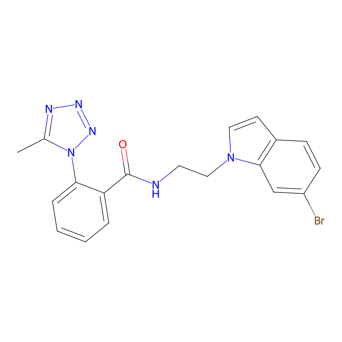 N-[2-(6-bromo-1H-indol-1-yl)ethyl]-2-(5-methyl-1H-1,2,3,4-tetraazol-1-yl)benzamide molecular structure, CAS 1351702-52-7