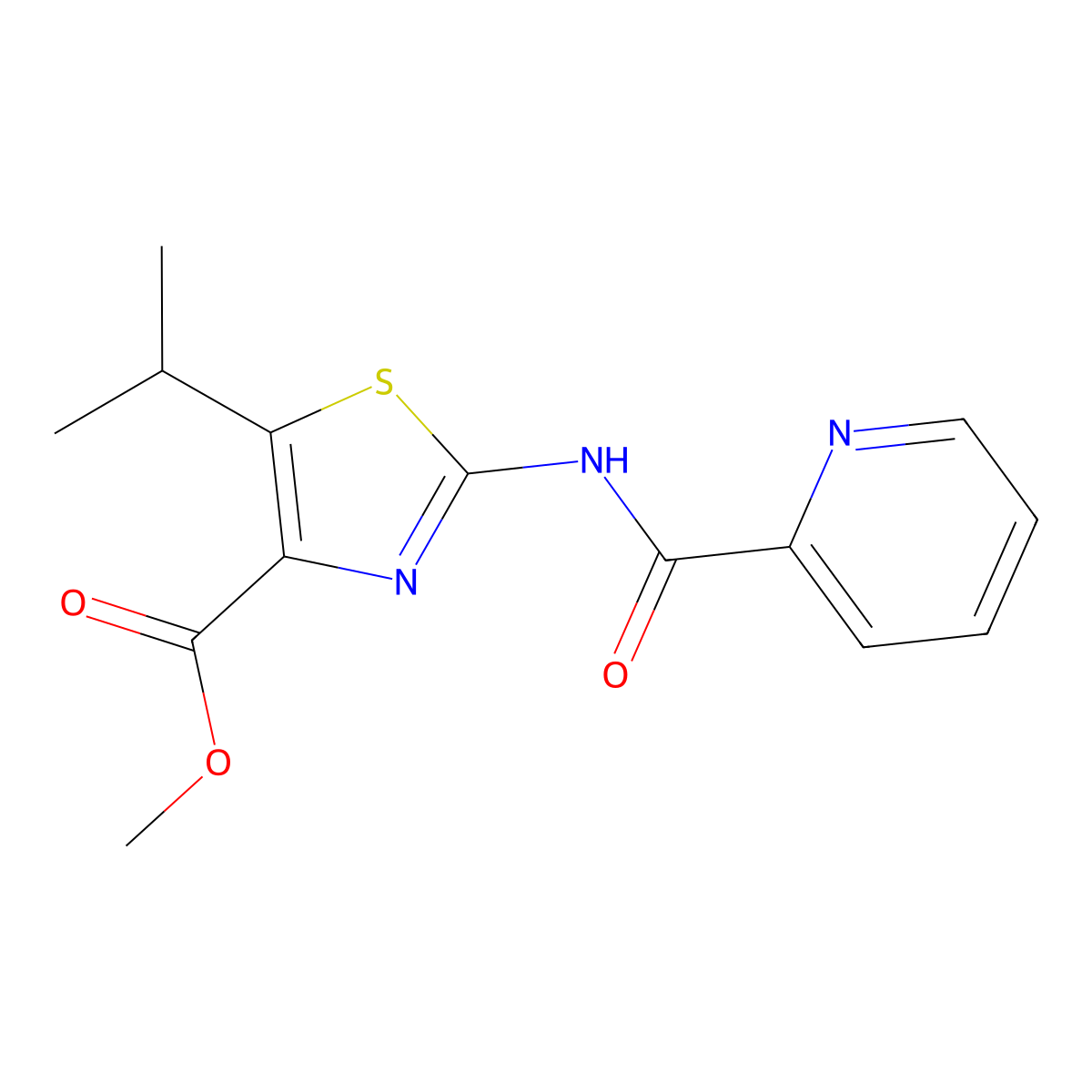Methyl 5-isopropyl-2-[(2-pyridylcarbonyl)amino]-1,3-thiazole-4-carboxylate molecular structure, CAS 1351702-58-3