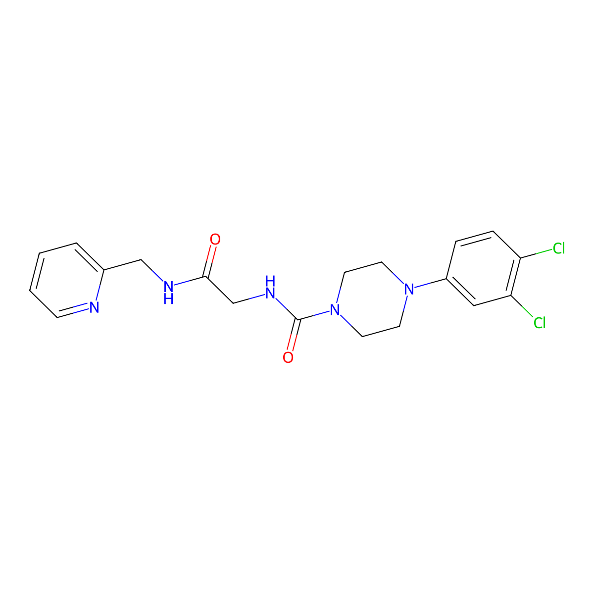 4-(3,4-dichlorophenyl)-N-{2-oxo-2-[(pyridin-2-ylmethyl)amino]ethyl}piperazine-1-carboxamide molecular structure, CAS 1351702-64-1
