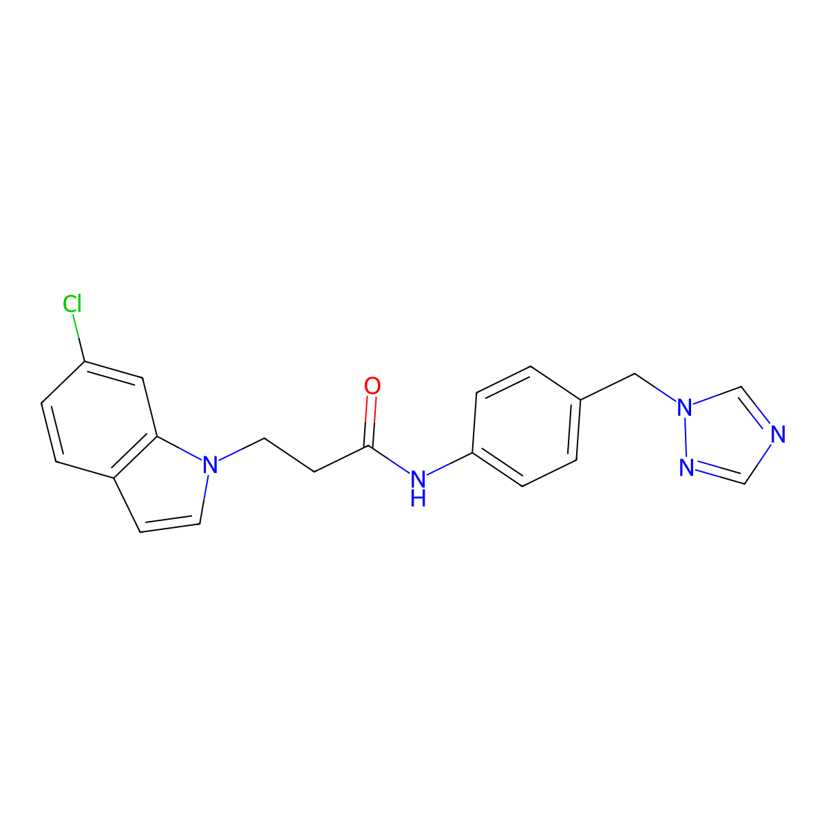 3-(6-chloro-1H-indol-1-yl)-N-[4-(1H-1,2,4-triazol-1-ylmethyl)phenyl]propanamide molecular structure, CAS 1351702-72-1