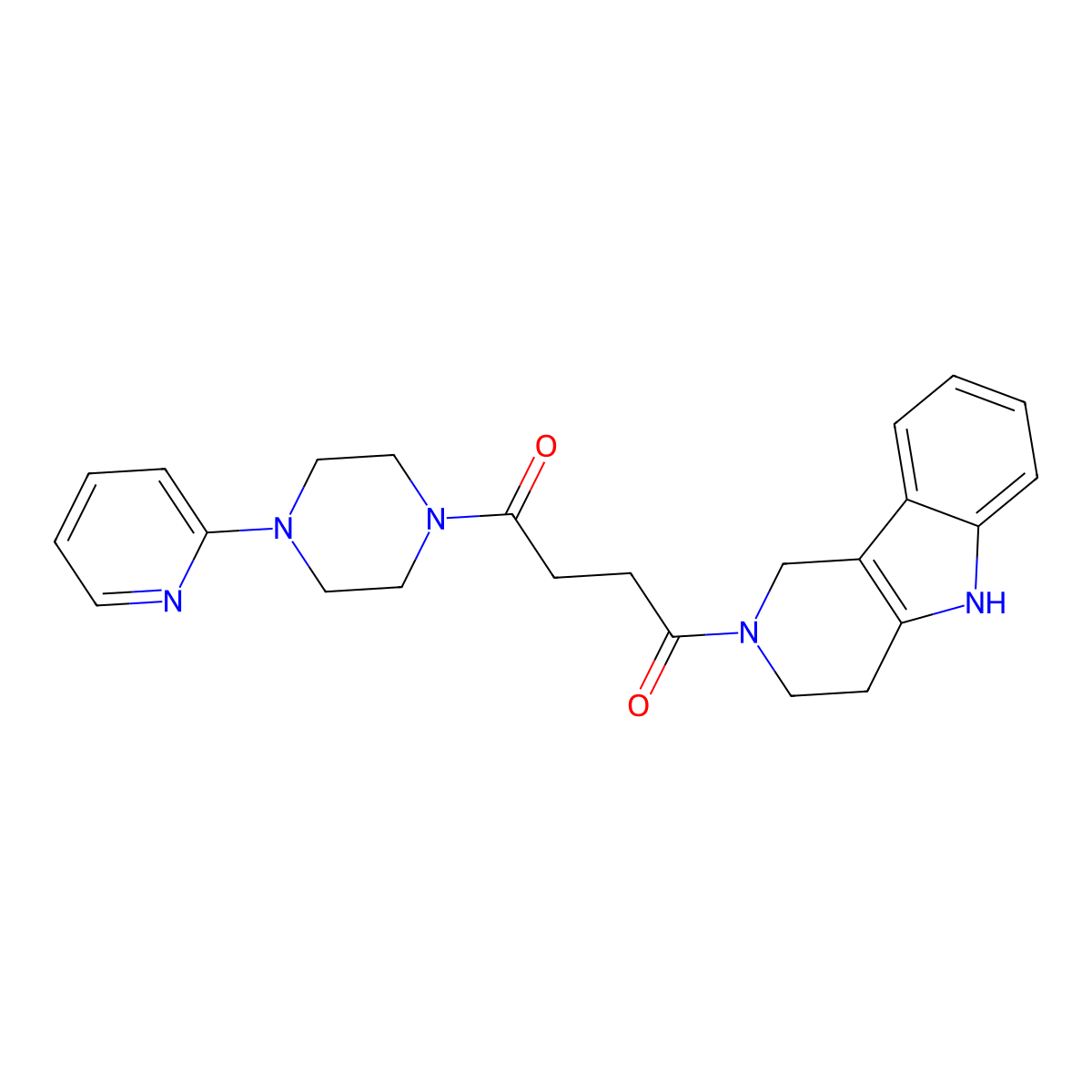 1-[4-(pyridin-2-yl)piperazin-1-yl]-4-(1,3,4,5-tetrahydro-2H-pyrido[4,3-b]indol-2-yl)butane-1,4-dione molecular structure, CAS 1351702-92-5