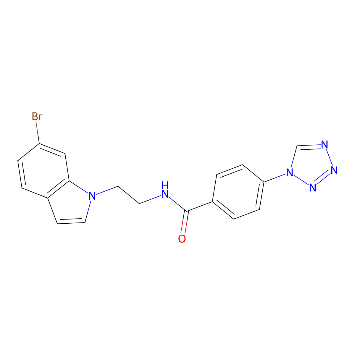 N-[2-(6-bromo-1H-indol-1-yl)ethyl]-4-(1H-1,2,3,4-tetraazol-1-yl)benzamide molecular structure, CAS 1351702-95-8