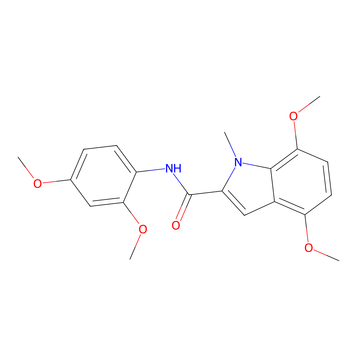 N-(2,4-dimethoxyphenyl)-4,7-dimethoxy-1-methyl-1H-indole-2-carboxamide molecular structure, CAS 1351702-96-9