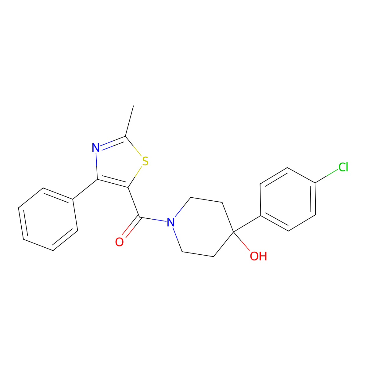 [4-(4-Chlorophenyl)-4-hydroxypiperidin-1-yl](2-methyl-4-phenyl-1,3-thiazol-5-yl)methanone molecular structure, CAS 1351703-03-1
