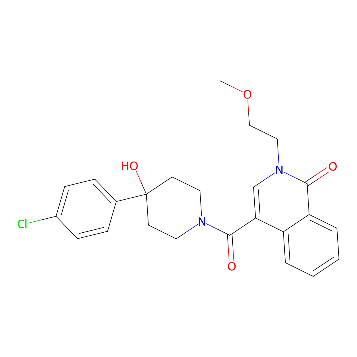 4-{[4-(4-chlorophenyl)-4-hydroxypiperidino]carbonyl}-2-(2-methoxyethyl)-1(2H)-isoquinolinone molecular structure, CAS 1351703-11-1