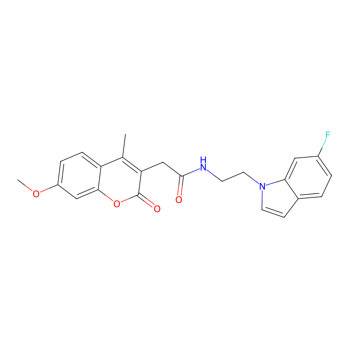 N-[2-(6-fluoro-1H-indol-1-yl)ethyl]-2-(7-methoxy-4-methyl-2-oxo-2H-chromen-3-yl)acetamide molecular structure, CAS 1351703-44-0