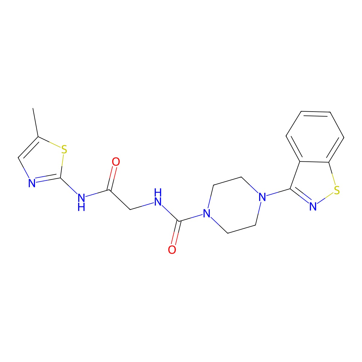 4-(1,2-benzothiazol-3-yl)-N-{2-[(5-methyl-1,3-thiazol-2-yl)amino]-2-oxoethyl}piperazine-1-carboxamide molecular structure, CAS 1351703-48-4