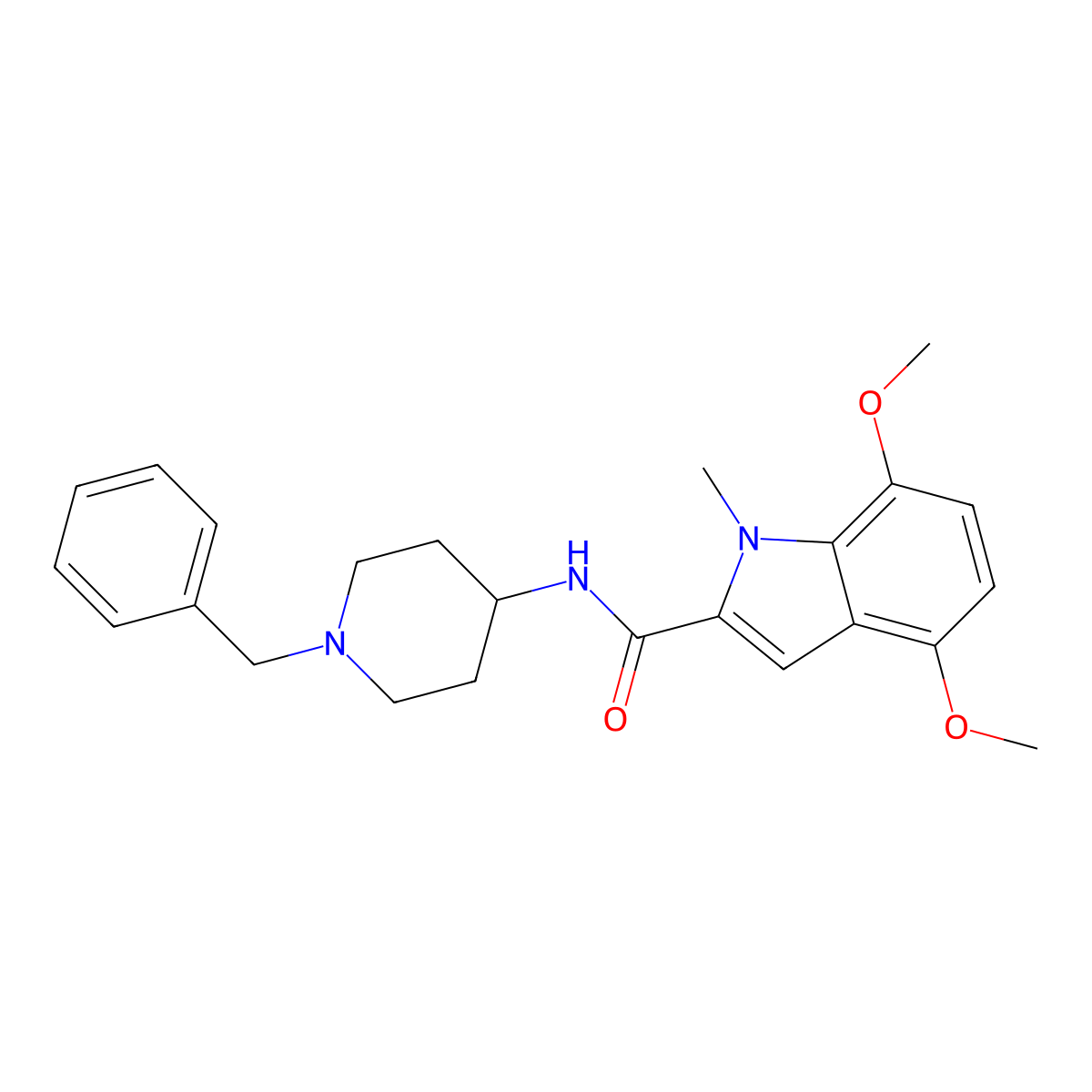 N-(1-benzylpiperidin-4-yl)-4,7-dimethoxy-1-methyl-1H-indole-2-carboxamide molecular structure, CAS 1351703-52-0