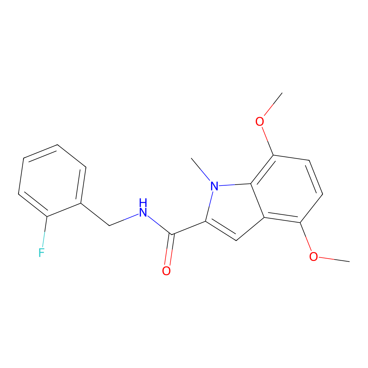 N-(2-fluorobenzyl)-4,7-dimethoxy-1-methyl-1H-indole-2-carboxamide molecular structure, CAS 1351703-57-5