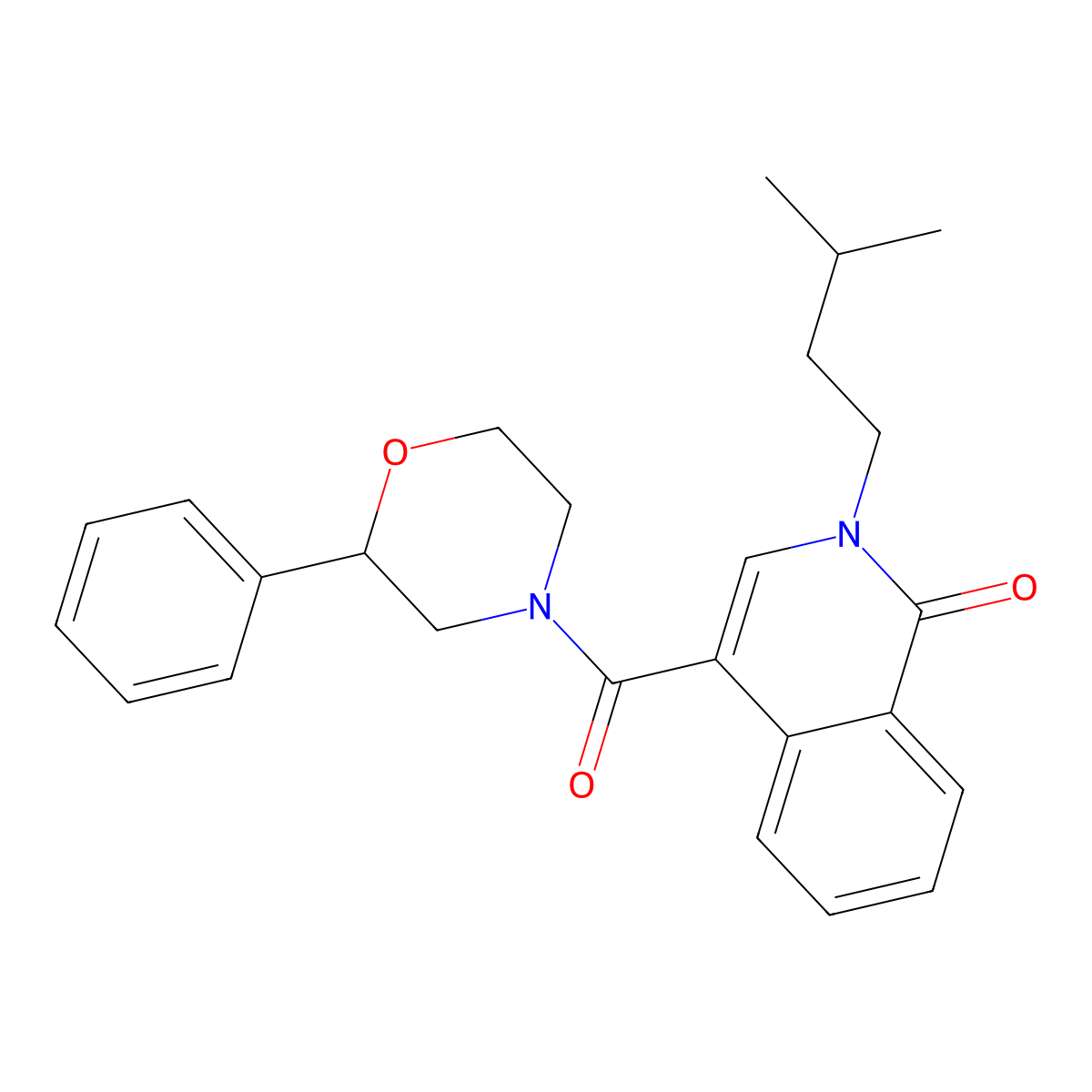 2-isopentyl-4-[(2-phenylmorpholino)carbonyl]-1(2H)-isoquinolinone molecular structure, CAS 1351703-60-0
