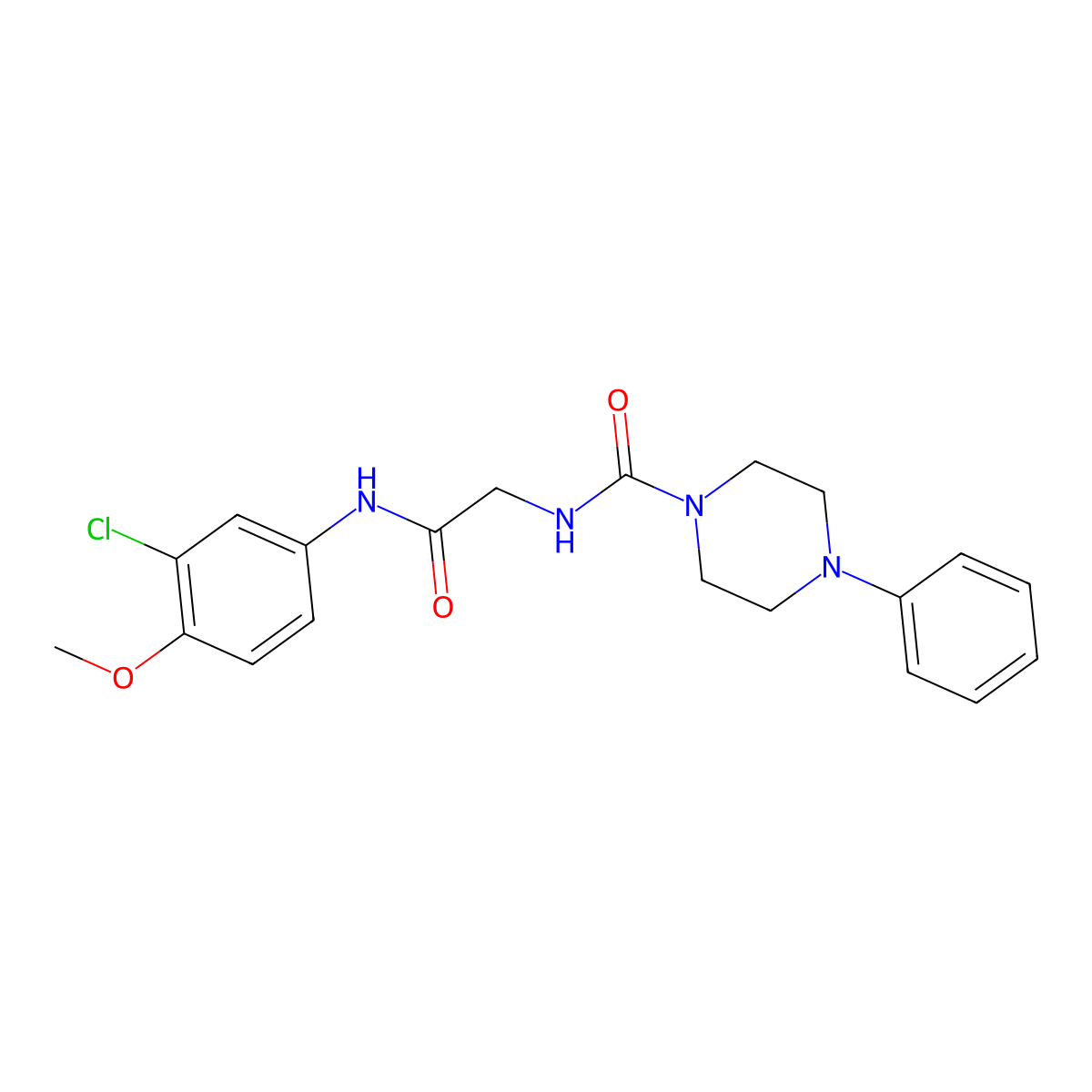 N-{2-[(3-chloro-4-methoxyphenyl)amino]-2-oxoethyl}-4-phenylpiperazine-1-carboxamide molecular structure, CAS 1351703-67-7