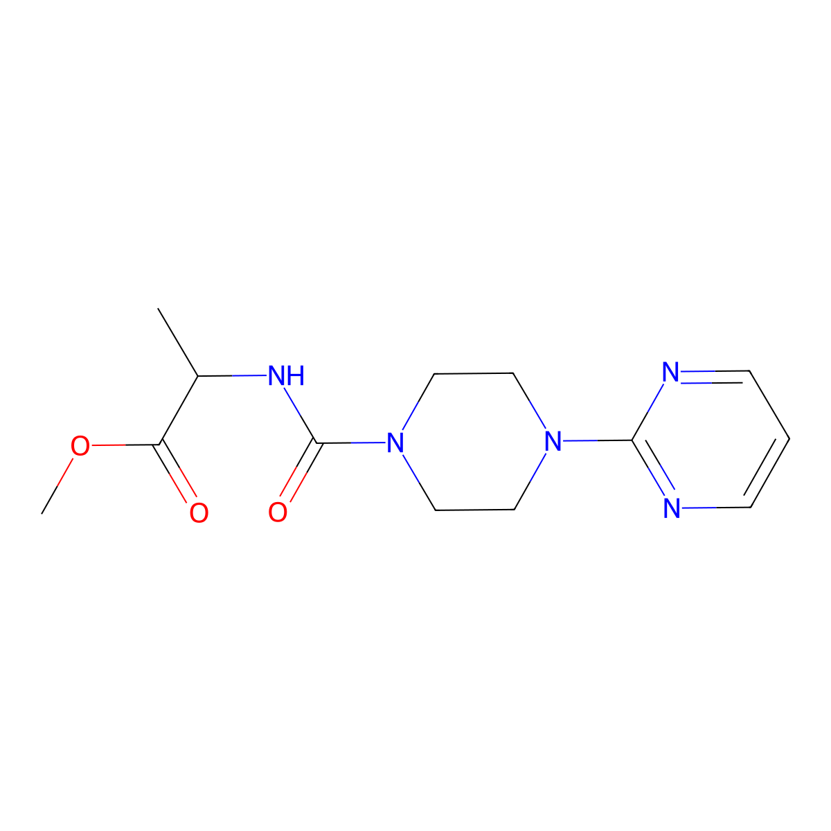 Methyl (2S)-2-{[4-(pyrimidin-2-yl)piperazine-1-carbonyl]amino}propanoate molecular structure, CAS 1351707-13-5
