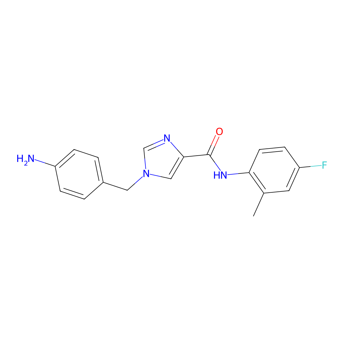 1-(4-aminobenzyl)-N-(4-fluoro-2-methylphenyl)-1H-imidazole-4-carboxamide molecular structure, CAS 1351771-25-9
