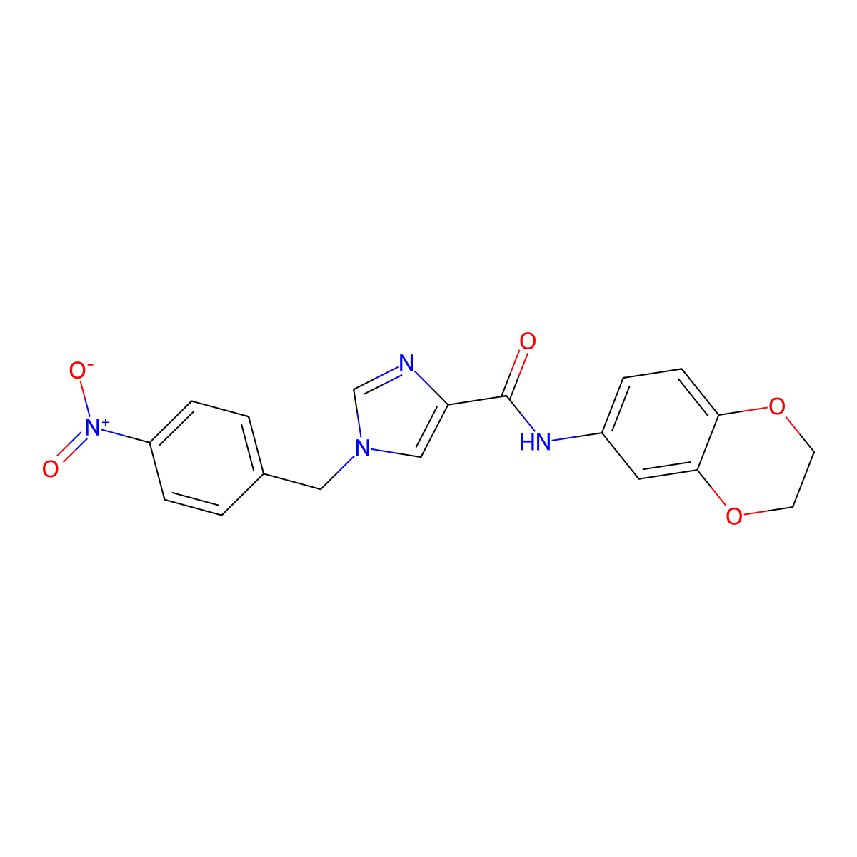 N-(2,3-dihydro-1,4-benzodioxin-6-yl)-1-(4-nitrobenzyl)-1H-imidazole-4-carboxamide molecular structure, CAS 1351771-27-1