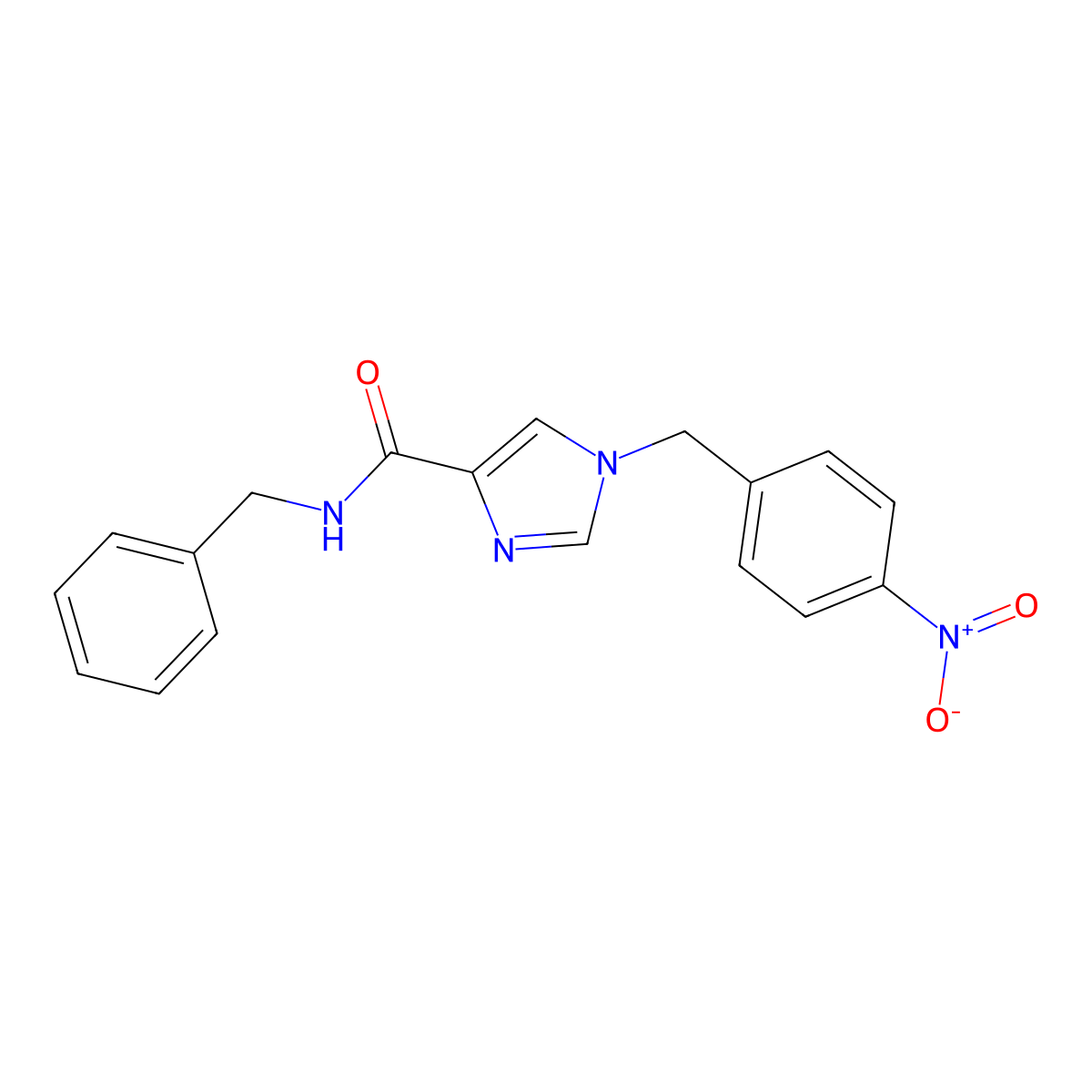 N-benzyl-1-(4-nitrobenzyl)-1H-imidazole-4-carboxamide molecular structure, CAS 1351771-70-4