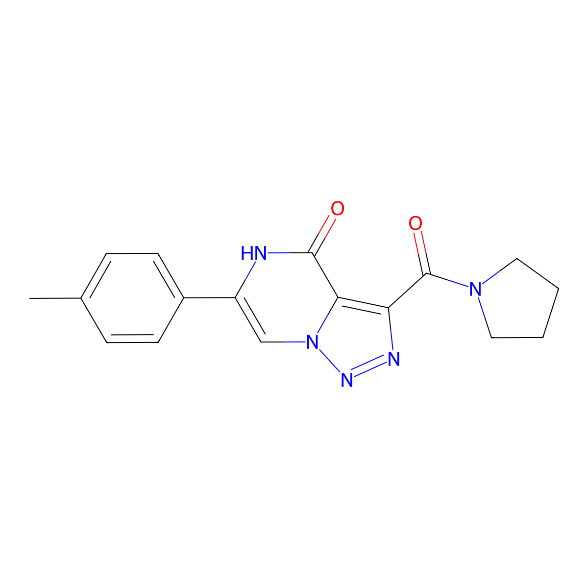 6-(4-methylphenyl)-3-(pyrrolidin-1-ylcarbonyl)[1,2,3]triazolo[1,5-a]pyrazin-4(5H)-one molecular structure, CAS 1351772-55-8