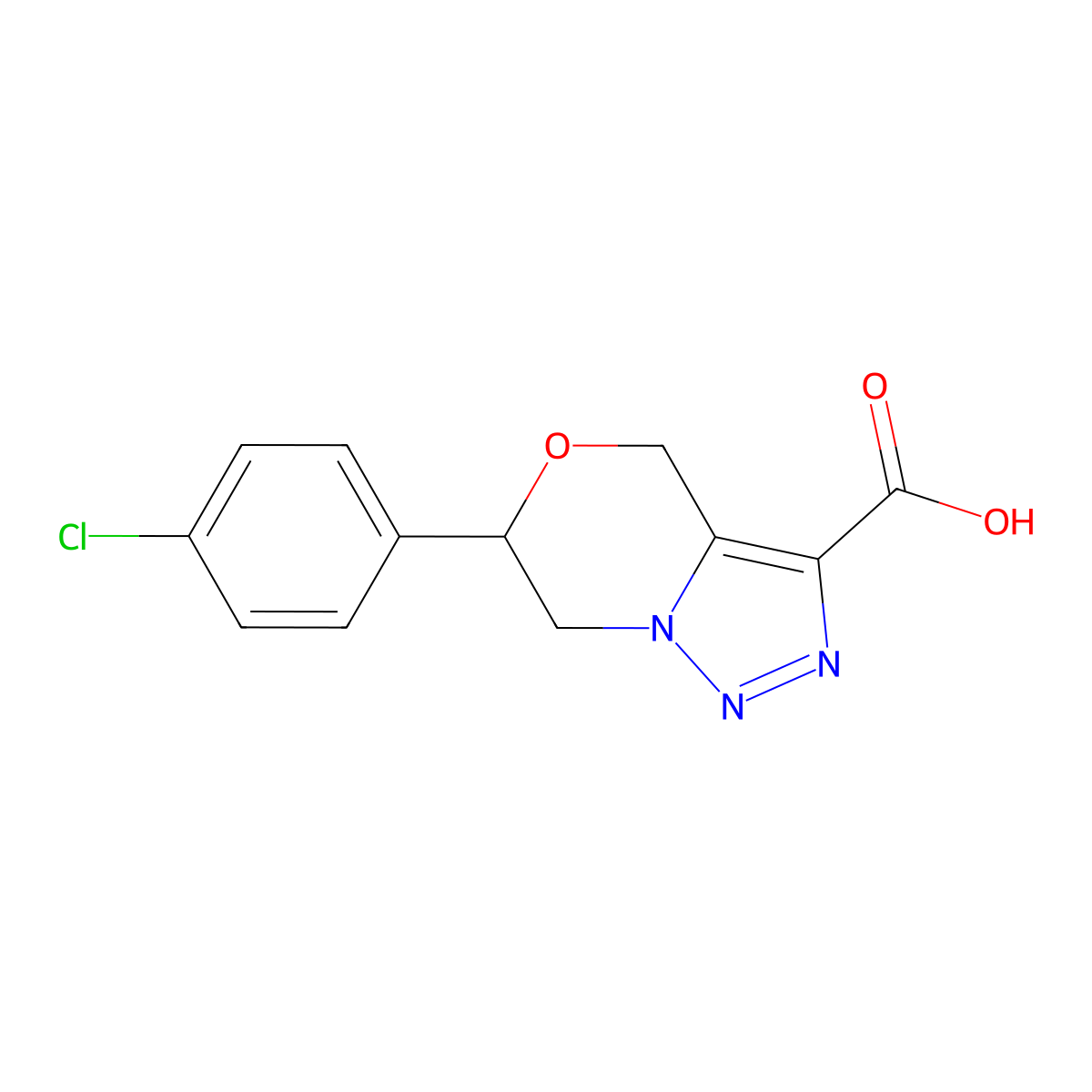6-(4-chlorophenyl)-6,7-dihydro-4H-[1,2,3]triazolo[5,1-c][1,4]oxazine-3-carboxylic acid molecular structure, CAS 1351772-80-9