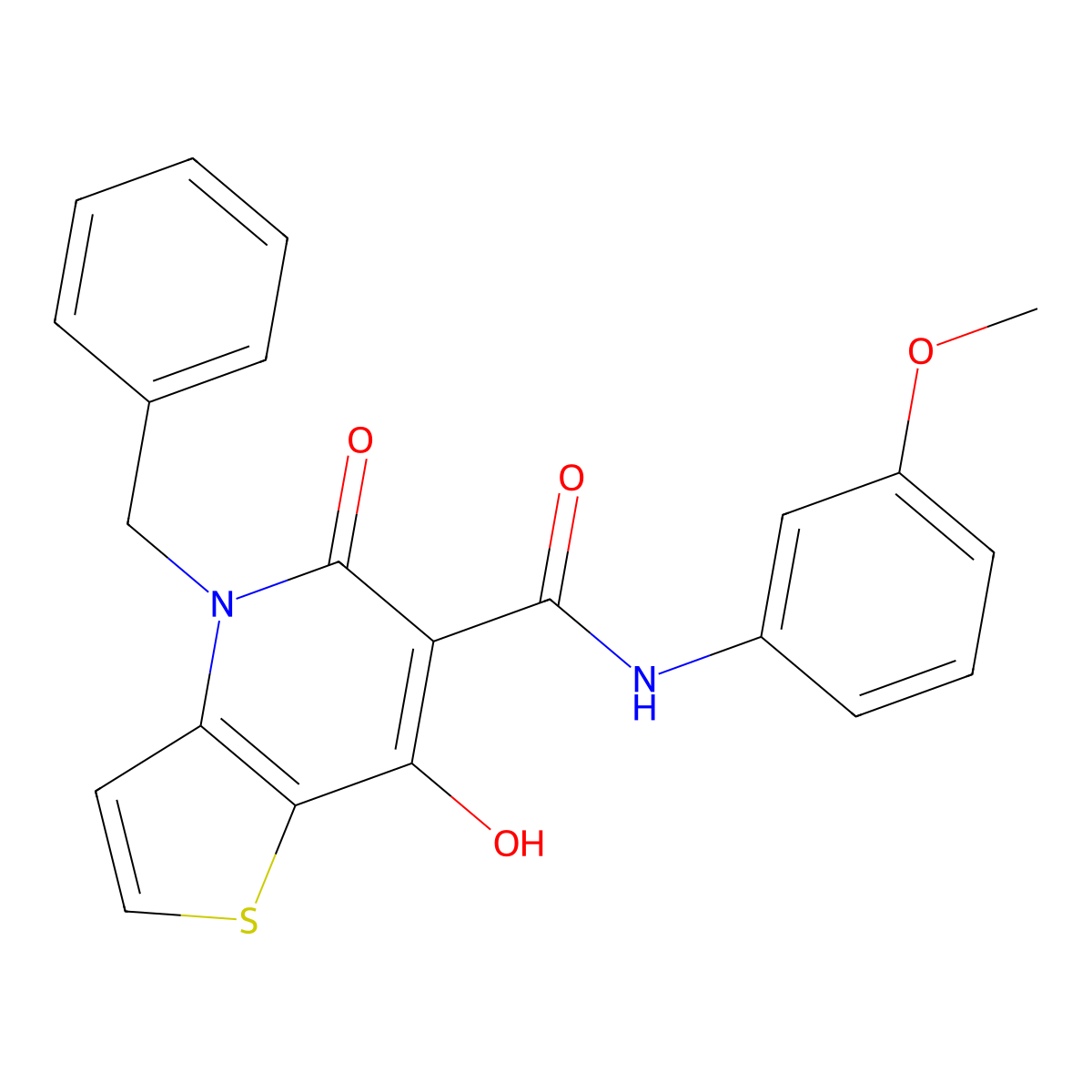 4-benzyl-7-hydroxy-N-(3-methoxyphenyl)-5-oxo-4,5-dihydrothieno[3,2-b]pyridine-6-carboxamide molecular structure, CAS 1351777-09-7