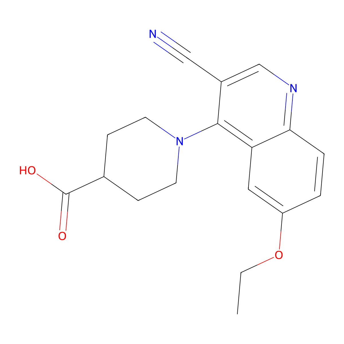 1-(3-Cyano-6-ethoxyquinolin-4-yl)piperidine-4-carboxylic acid molecular structure, CAS 1351777-79-1