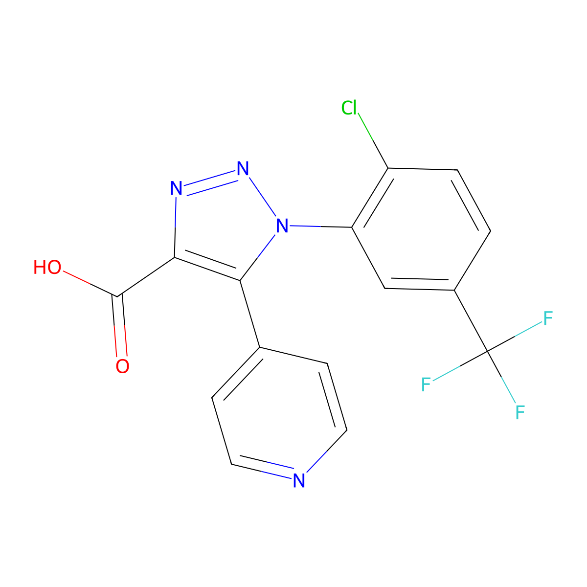 1-[2-chloro-5-(trifluoromethyl)phenyl]-5-(pyridin-4-yl)-1H-1,2,3-triazole-4-carboxylic acid molecular structure, CAS 1351779-28-6