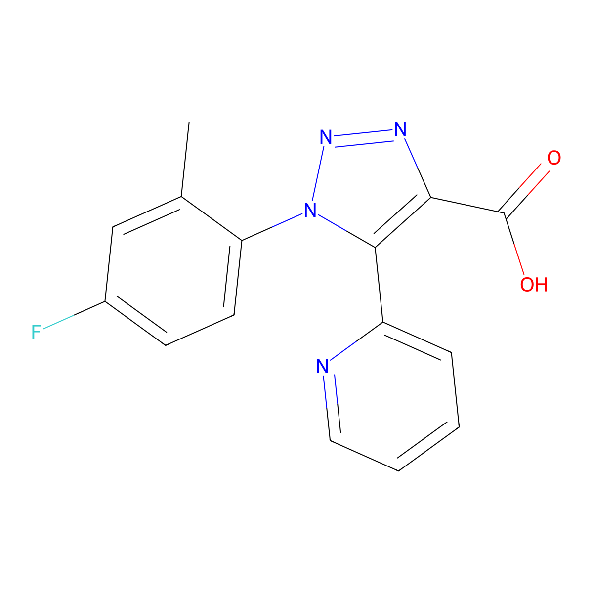 1-(4-fluoro-2-methylphenyl)-5-(pyridin-2-yl)-1H-1,2,3-triazole-4-carboxylic acid molecular structure, CAS 1351779-44-6
