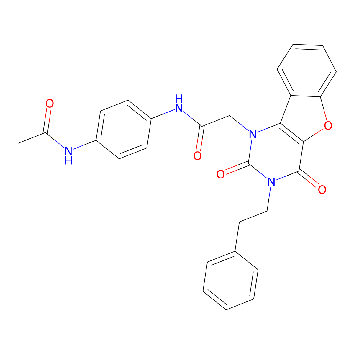 N-[4-(acetylamino)phenyl]-2-[2,4-dioxo-3-(2-phenylethyl)-3,4-dihydro[1]benzofuro[3,2-d]pyrimidin-1(2H)-yl]acetamide molecular structure, CAS 1351780-20-5