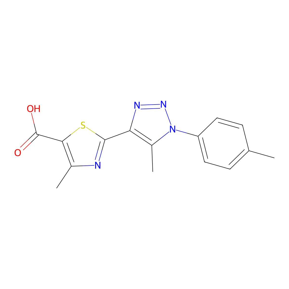 4-methyl-2-[5-methyl-1-(4-methylphenyl)-1H-1,2,3-triazol-4-yl]-1,3-thiazole-5-carboxylic acid molecular structure, CAS 1351780-27-2