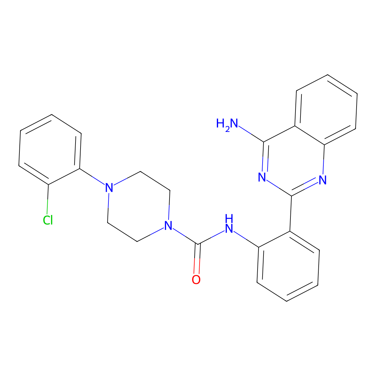 N-[2-(4-aminoquinazolin-2-yl)phenyl]-4-(2-chlorophenyl)piperazine-1-carboxamide molecular structure, CAS 1351780-55-6