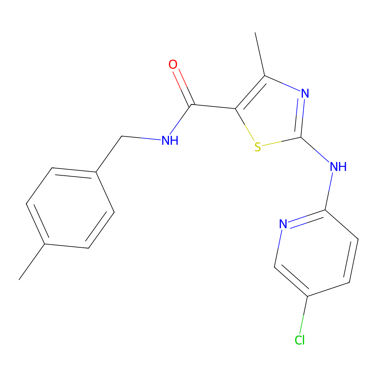 2-[(5-chloropyridin-2-yl)amino]-4-methyl-N-(4-methylbenzyl)-1,3-thiazole-5-carboxamide molecular structure, CAS 1351787-45-5