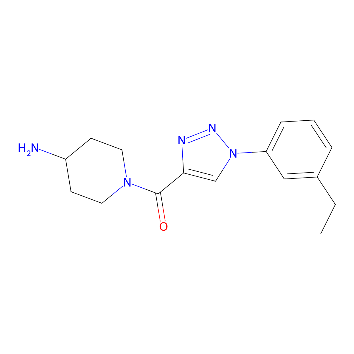 (4-Aminopiperidin-1-yl)(1-(3-ethylphenyl)-1H-1,2,3-triazol-4-yl)methanone molecular structure, CAS 1351788-36-7